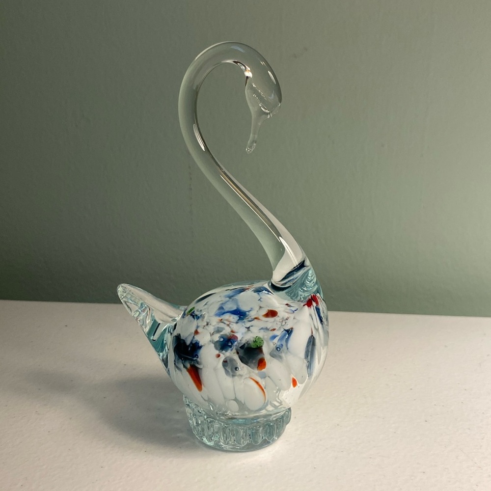 Hand Blown Colorful Glass Swan